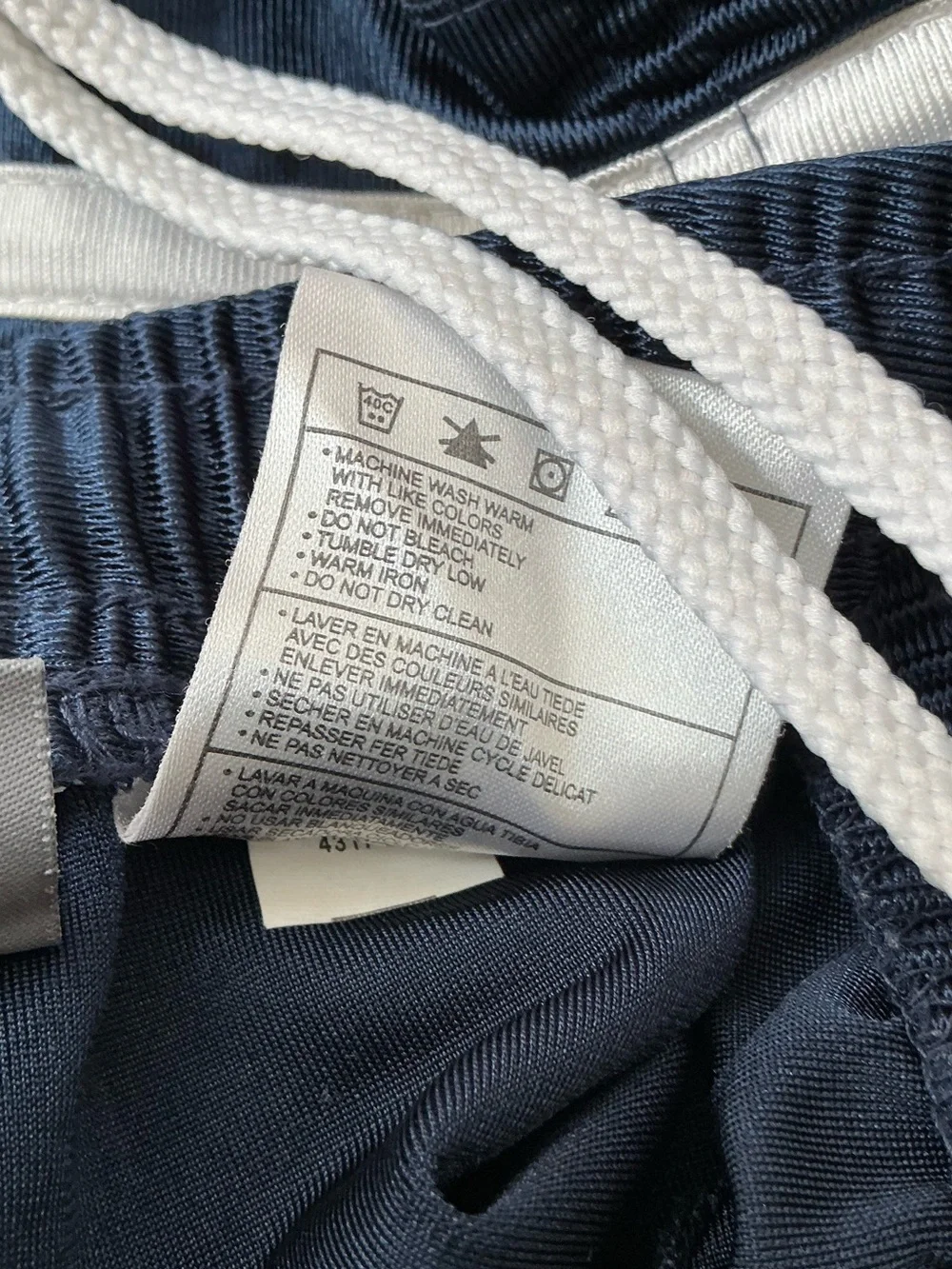 Nike Track Pants Drawstring Elasticized Waist Zip Leg Hem Navy Blue Youth Large